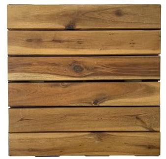 Snap & Go Dalle en Bois Acacia huilé (Lot de 4) - Chêne Moyen 30 x 30 cm