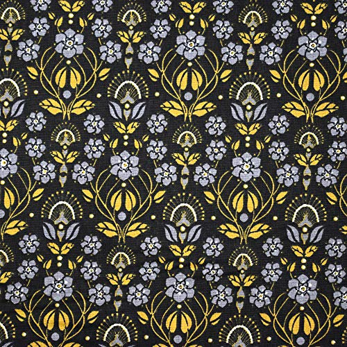 MAGAM-Stoffe Oslo Blumen Baumwollstoff Oeko-Tex Meterware 50cm (01. Schwarz)