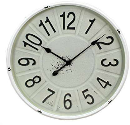 DARO DEKO Wanduhr Antik Weiss Ø 60 cm Vintage im Shabby Look