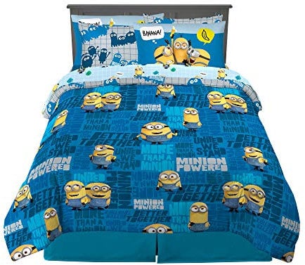 Franco Kinder-Bettwäsche-Set, superweich, Minions und Bettlaken, 7-teiliges Set