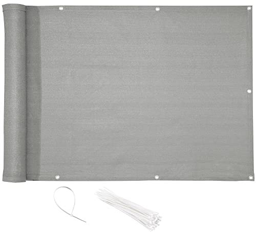 CelinaSun Sichtschutz Balkon 1,2 x 6 m hell grau HDPE Zaunblende mit Kabelbinder atmungsaktiv Balkonumrandung