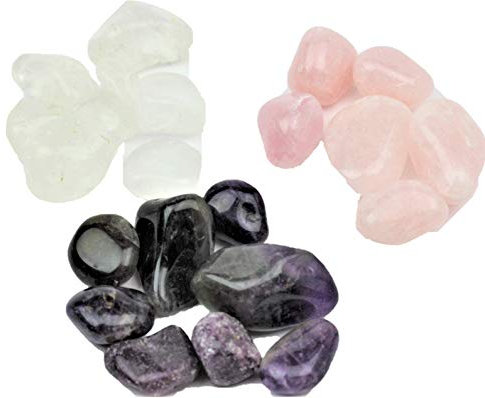 Steinfixx® - Premium Edelsteinwasser Set zur Herstellung von Edelsteinwasser | Energetisierung von Trinkwasser Heilsteine | Wasserbelebung (Grundmischung polierte Steine)