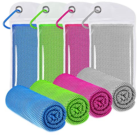SZELAM Kühlendes Handtuch,EIS-Handtuch,4 Packungen weiches, atmungsaktives,kühles Handtuch,Mikrofaser-Handtuch für Yoga, Fitnessstudio,Training,Sport,Fitness,Laufen,Camping,Wandern(40 x 12)