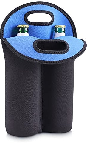 kwmobile 2in1 Flaschenkühler 500ml - für Bier und andere Getränke - Kühler aus isoliertem Neopren - Bierflaschenkühler Schwarz Dunkelblau