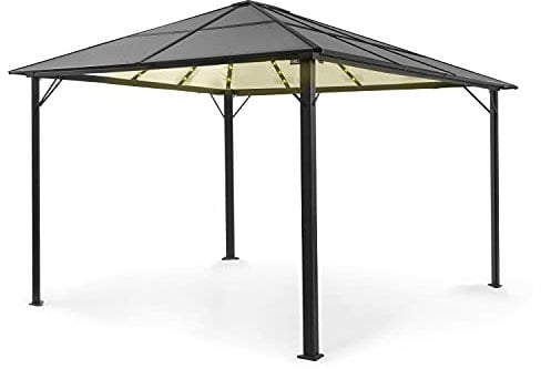 blumfeldt Pergola Aluminium Polycarbonate 3x4m, Pergola Terrasse, Toit Rigide en Polycarbonate, Pergola en Verre Translucide et Eclairage LED Réglables, Structure Alu, Pergola 3x4, Tonnelle de Jardin