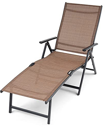 di volio Bolzano Sonnenliege aus Aluminium – Bequeme Gartenliege für Garten oder Terrasse klappbar, Rückenlehne in 7 Positionen verstellbar