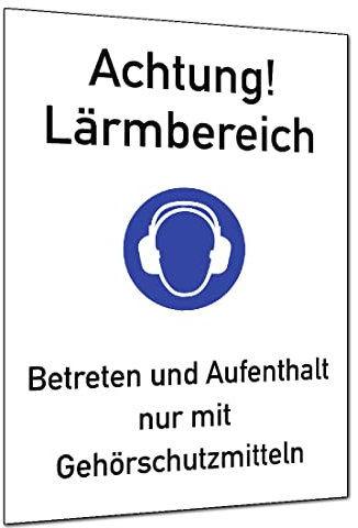 Achtung Lärmbereich ISO 7010, Kombischild, Folie, 131x185 mm