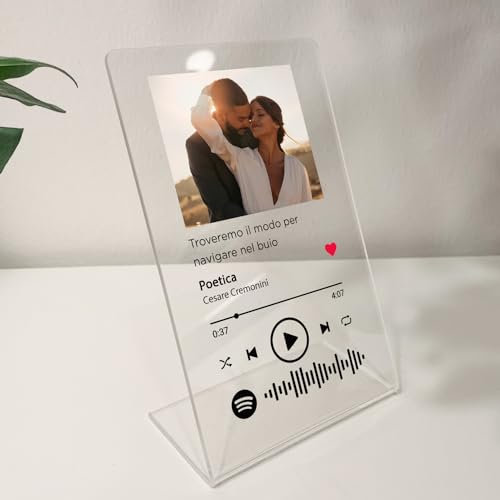 LAC Targa Spotify Personalizzata con Foto - Regalo Fidanzata Compleanno, Anniversario - Regali Personalizzati per Lui