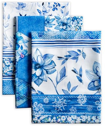 Maison d'Hermine Küchenhandtuch 100% Baumwolle (50 cm x 70 cm, Set von 3) | Küchenhandtücher Tischgeschirrtücher zum Muttertagsgeschenke Reinigen Buffetpartys Hochzeiten Frühling/Sommer - Summer Blues