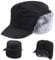 ZffXH Wintermütze Herren Militär, Schwarz Armee Mütze Winter Herren, Hut Hunter, Black Trapper Cap, Trappermütze Herren Winter Leder, Winter Basecap Herren, Warme Wintermütze, Winter Visor Cap Herren