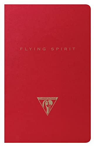Clairefontaine 106586C - Flying Spirit Red, Notizbuch mit Fadenbindung 7,5x12 cm, 24 Blatt liniert elfenbein 90g, Motive sortiert, 1 Stück