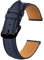 BISONSTRAP Bracelets de Montres en Cuir Texturé, Remplacement Dégagement Rapide pour Femme Homme, 20mm, Bleu Foncé, Boucle Noire