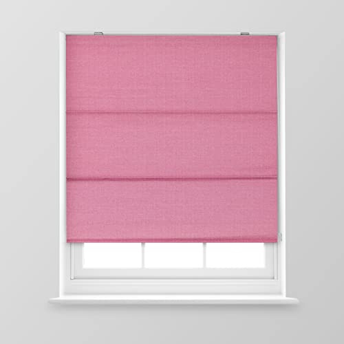 A.Unique Home Textured Weave Dimout Roman Window Blind in a Variety of Colours and Sizes Ideal for any Room. (Pink, 180cm x 170cm (70.8 x 66.9) (6FT))