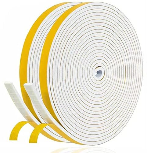 Joint Adhésif Isolation Fenêtre - Joint Porte Entrée en Mousse Caoutchouc 6mm(l) x 3mm(H) x 20m(L) - Anti Froid et Isolation du Bruit - Antichoc pour Coin de Placard, Blanc