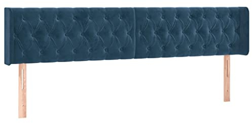 vidaXL Kopfteil mit Ohren Polsterkopfteil Betthaupt Bettkopfteil für Bett Bettgestell Bettzubehör Schlafzimmer Dunkelblau 203x16x78/88cm Samt