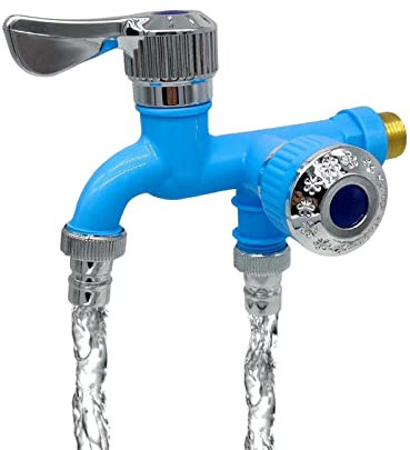 delr Rubinetto per lavatrice con due porte - Rubinetto per lavello da cucina - rubinetto, lavabo, doppio rubinetto per lavatrice, bagno, cucina, lavabo, giardino
