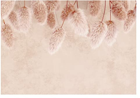 WTD Papier peint photo en non-tissé Motif herbe de la pampa Nature Fleurs séchées Plantes Boho avec colle incluse pour salon, chambre à coucher, couloir Papier peint mural à motif prêt à monter 152 x