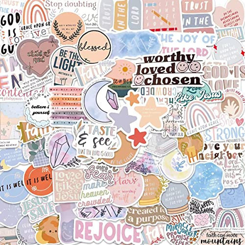 80Stück Pastell Bibelvers Aufkleber,Christliche Aufkleber, vom Glauben Inspirierte Aquarell Aufkleber, Perfekt für Laptop, Wasserflaschen, Auto, ScrapbookAufkleber, Christliche Geschenke