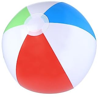 HENBRANDT Single Inflatable Beach Ball 40cm Red, Green, Blue and White Stripe Ball Kids Summer Fun Small Beachball Football Game Garden Paddling Pool Inflatable Toys for Children and Toddlers