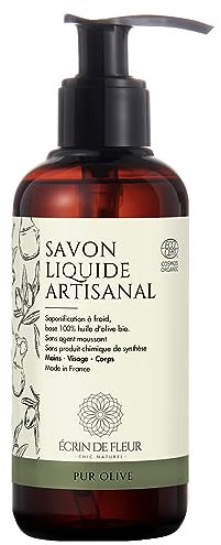 Écrin De Fleur - Savon Liquide olive Pur Certifié Bio, Mains et Corps 1x250ml