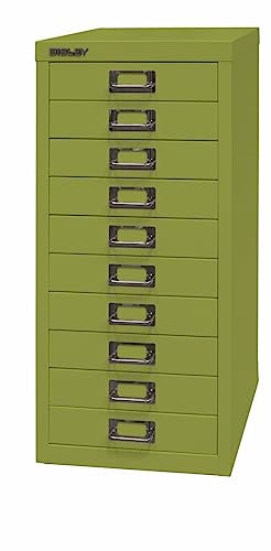 Bisley Multidrawer Schubladenschrank aus Metall mit 10 Schubladen DIN A4 ohne Sockel - Farbe: Grün
