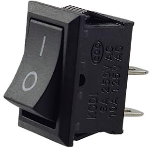 Wippschalter, Kippschalter, Geräteschalter, Mini-Wippenschalter 250V 6A 125V 10A AC, KCD1 (6V 9V 12V 24V 125V AC/DC) schwarz rechteckig 19 x 13 mm, 2 Polig EIN/AUS