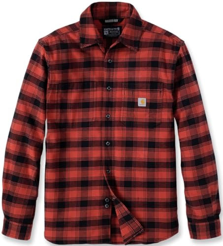 Carhartt Camicia a maniche lunghe da uomo Flannel L/S Plaid Shirt, ocra rossa, XL