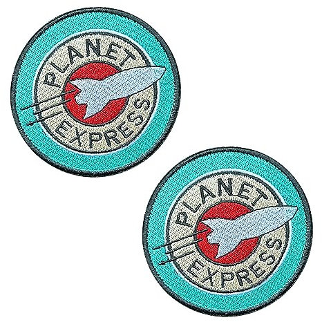 2 St. Planeten-Express Weltraumerkundung Lustig Patch Taktische Moral Appliques Emblem für Rucksack Uniform Weste Hundegeschirr Schultasche Draussen Biker Kleidung