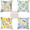 Kissenbezug 40x40 cm Sommer 4er Set Outdoor Kissen Wetterfest Sofakissen Leinen Deko Kissen Quadratische Kissenbezüge Zitrone Zierkissen, Lounge Kissen Outdoor für Garten Balkon Terrasse S 431