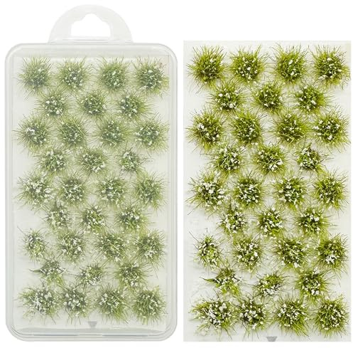 Woohome Modèle Arbres Gazon Lichen pour Feuillage, 32 PCS Blanc Touffe d'herbe Statique Herbe Artificielle Modèle, Artificielles Mousse pour Le Chemin de Fer de Paysage de Train