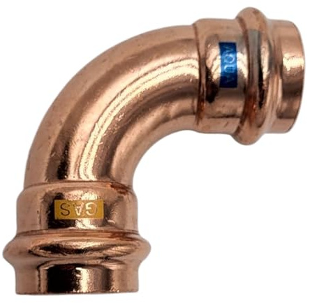 zbs24 Pressfittings Kupfer, Bogen 18mm 90° I/I (1 Stück), mit Dichtungen für Trinkwasser und Gasleitungen, V-Press Kontur, DVGW geprüft