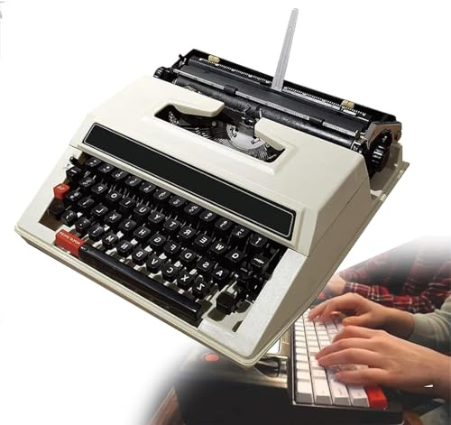 Tragbare Manuelle Schreibmaschine – Vintage, Klassische Retro-alte Schreibmaschine Für Schriftsteller – Doppelspule, Schwarzes Rotes Band – Traditionelle Schreibmaschine, Klassische Textverar(Color:A)