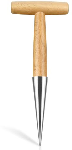 Milifox Pianta Bulbi - Dibber con Manico in Legno Massiccio e Punta in Acciaio Inox,Attrezzi da Giardino Ideale per Piantare