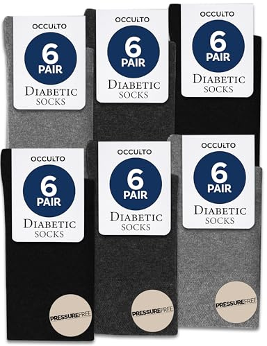 Occulto Diabetikersocken Herren & Damen ohne Naht ohne Gummibund Baumwolle 6er Pack (Modell: Oliver)