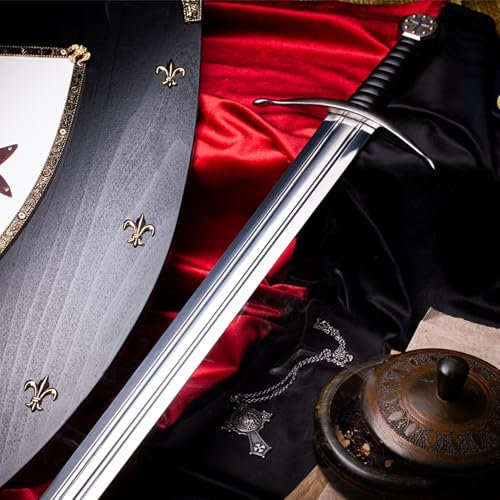 Schwert Echt Metall Templerschwert 100% handgefertigt Dekoratives Nicht Scharf für Mittelalter zur Rekonstruktion oder als Geschenk (SW-369)