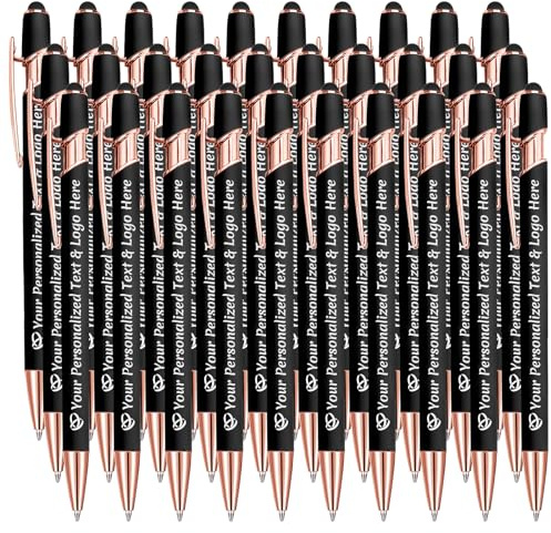 STREADVE Kugelschreiber mit Gravur 30 Kugelschreiber Personalisiert Logo Name Stift Personalisierte Kuli Dankeschön Geschenk Hochwertig für Hochzeit Geburtstag Mitarbeiter, Schwarz