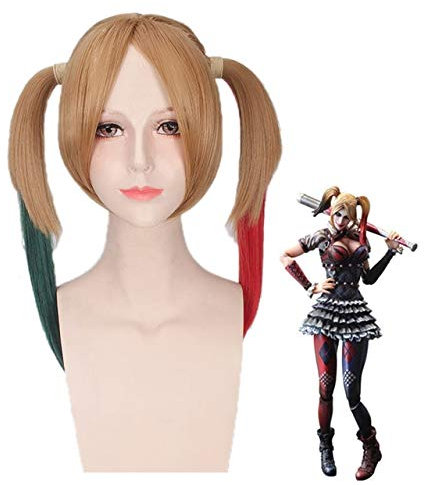 Cosplay Perücke Movie Suicide Squad Batman Joker Harleen Quinzel Cosplay Wig Harley Quinn Mixed Colors Synthetic Hair Halloween Costume Wigs Pl-600 682