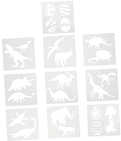 PHENOFICE 10 Stück Dinosaurier Vorlage Zeichnungsschablonen Zeichnen Malen Sprühen Basteln Schablonen Kinderschablonen Wiederverwendbare Schablonen Malschablonen Malschablonen