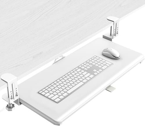 5Rcom Tastaturablage, Unter dem Schreibtisch zubehör Geeignet für Tischstärken 8-50 mm, Standfest Keyboard ständer 670x300 mm, weiß