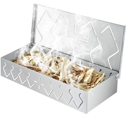 Räucherbox mit Deckel, Räucherbox für Holzkohlegrill, Räucherbox aus Edelstahl für Holzkohlegrill, Multifunktionales Holzkohlegrillgerät für Rippchen, Hähnchen, Wurst, Schweinefleisch, und Fisch
