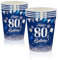 MORAINJAY 16Pcs Birthday Cups for 80,9oz/250ml Navy Blue Silver Paper Cups for 80th Birthday Party,Party Cups for Men Women Her Him,Birthday Party Supplies Table Decor