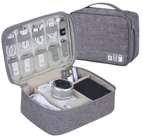 Travel Cable Organiser Bag, Electronic Organizer, Electronics Accessories Storage Case, Portable Cable Organizer Case for Cables Power Bank USB Drive Charger Hard Disk(Gray)