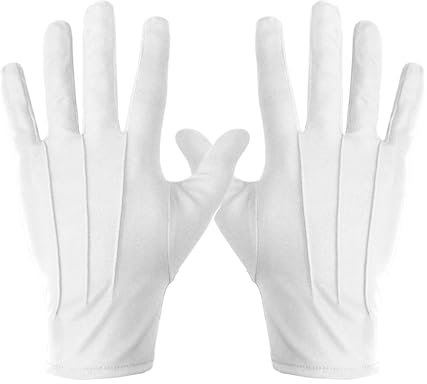 Himwein 1Pcs White Gloves Fancy Dress, Long White Gloves, Formal Tuxedo Honor Guard White Cotton Gloves, Suitable for White Silk Gloves Suitable for Catering, Marching Band, Butler, Waiter.