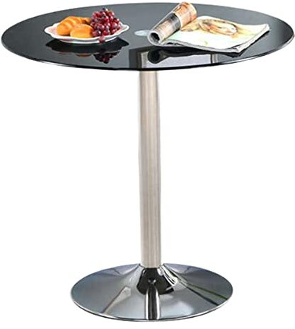 Moderna mesa redonda de cristal con soporte cromado, mesa de bar alta para cocina y comedor