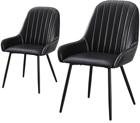 Stanew Chaise de Salle à Manger Lot de 2, Chaise rembourrée Moderne Fauteuil Salon avec Pieds en métal, Acier Doré Élégant avec Accoudoirs Chaise pour Coiffeuse, Chambre, Coiffeuse,Salon,Noir