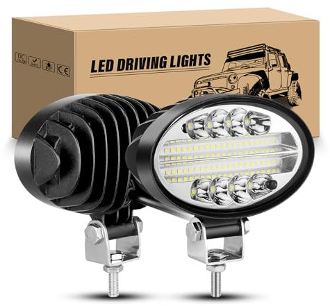 RIGIDON 2 x Phare de Travail LED Ovale, 5.5 Pouces 20W 12V 24V Feux de Travail Projecteur LED Voiture, Lampe de Travail LED pour 4x4 Offroad Camion SUV ATV Tracteur Bateau, feu antibrouillard