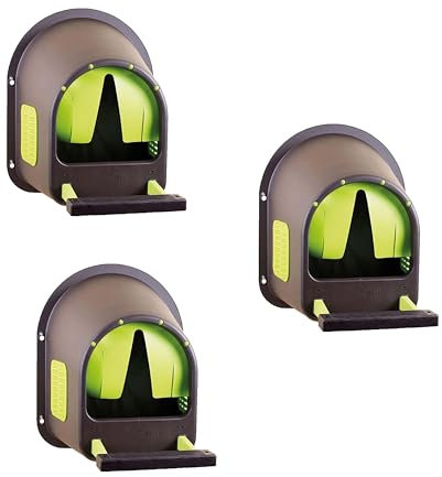 horizont Legenest für Hühner, MyCozyNest, aus Kunststoff, zur Wandmontage, Nest für Hühner, große Hühnerbox, Kunststoffnest, Legebox, Geflügelnest, sehr robust (Braun | Limettengrün, 3er Pack)