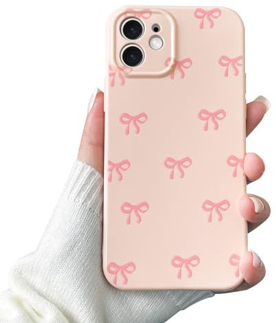 VCGFJD Case for iPhone 11, Cute Ribbon Bow Pattern, Stylish Simple Phone Case, Raised Lens Edge Protection, Aesthetic Bowknot Slim Soft TPU Durable Protective Cover for iPhone 11 - Pink