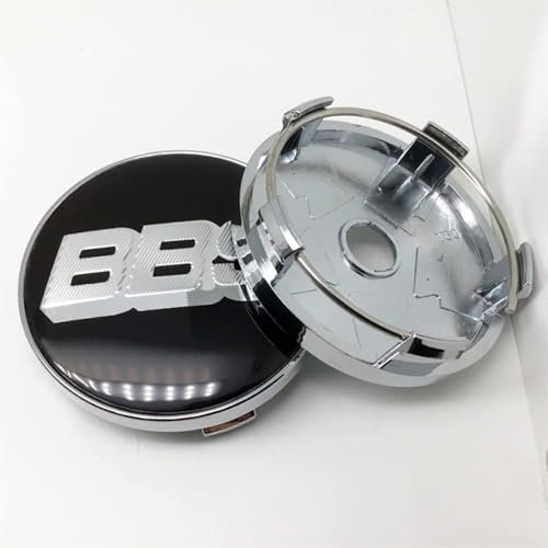 lvjiena 4 pièces Cache Moyeu pour BBS 64mm, Haute Qualité ABS Étanche Capuchons de Moyeu de Roue Centre de Jante Capuchons Badge Logo