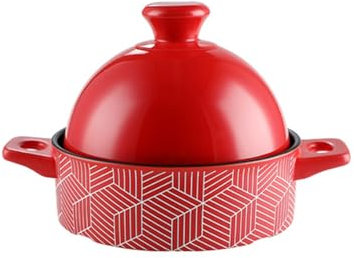 STHOYN Cocotte Fonte avec Couvercle, Tagine Pot Casserole Cuisinière Céramique pour Cuisine Ustensiles Cuisinière(Rouge)